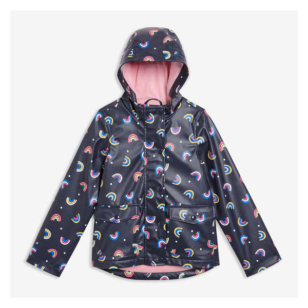 Kid Girls' Printed Raincoat - Dark Navy